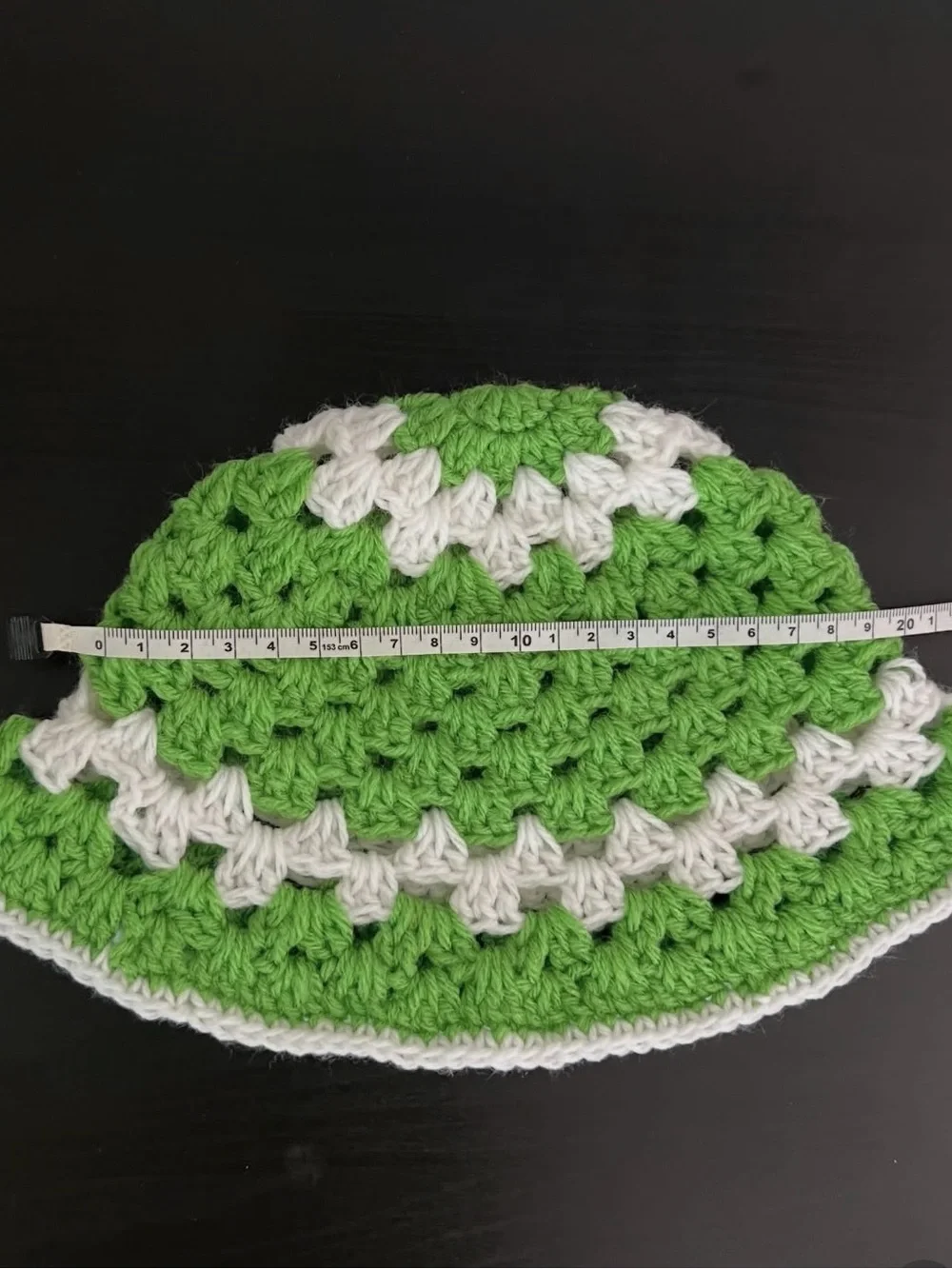 Green and White Crochet Bucket Hat for women - Handmade Knit Accessory